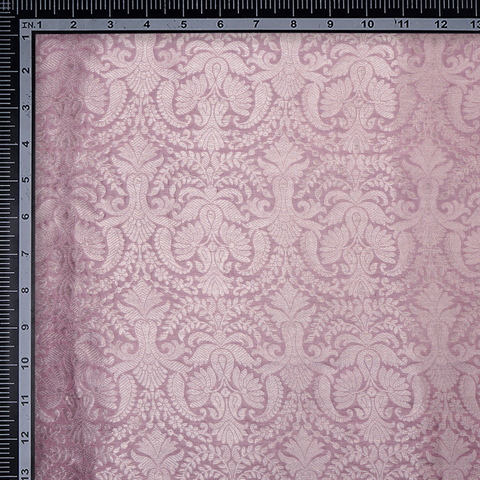 Mauve mist Handwoven Premium Banarasi Brocade Silk Fabric