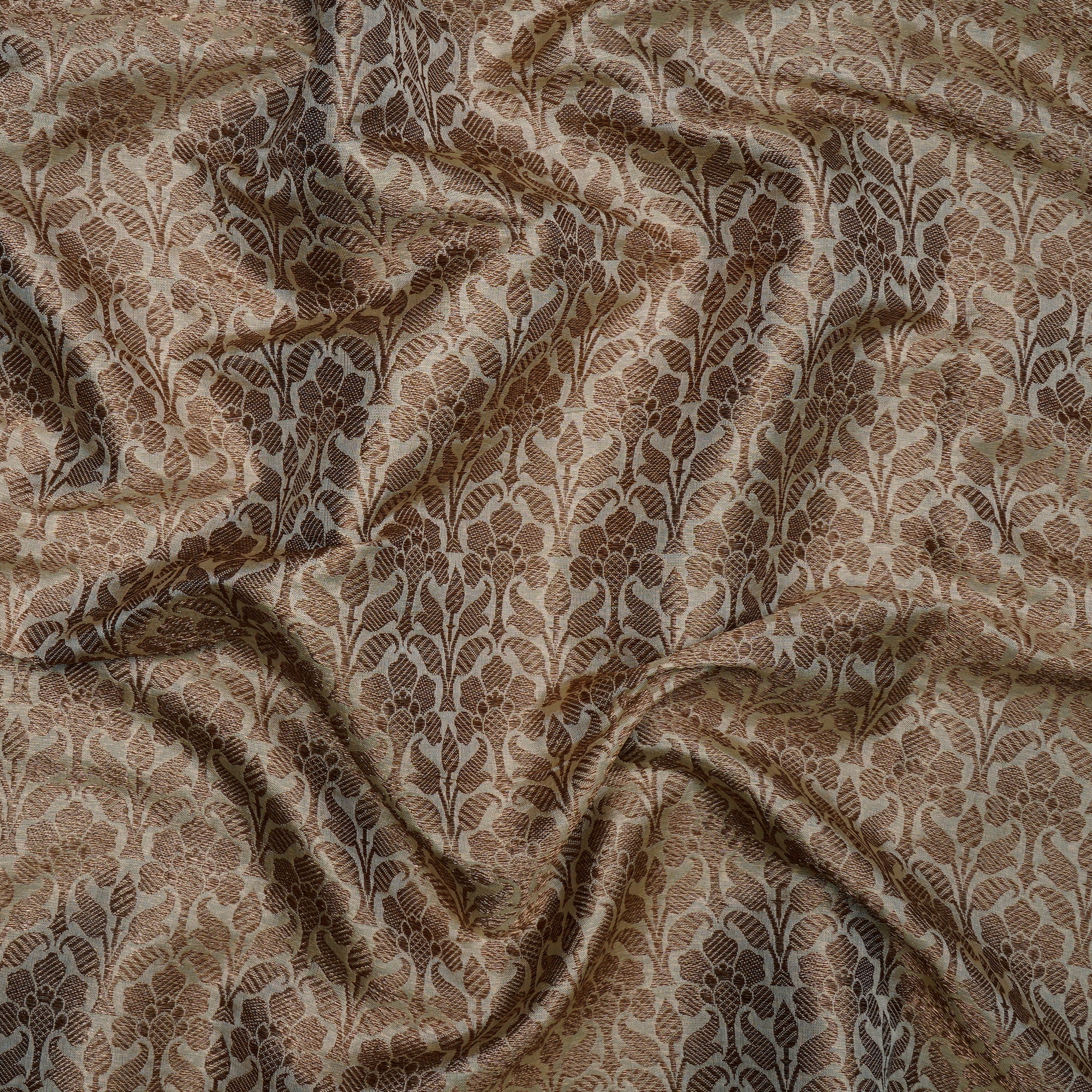 Beige Handwoven Premium Banarasi Brocade Silk Fabric