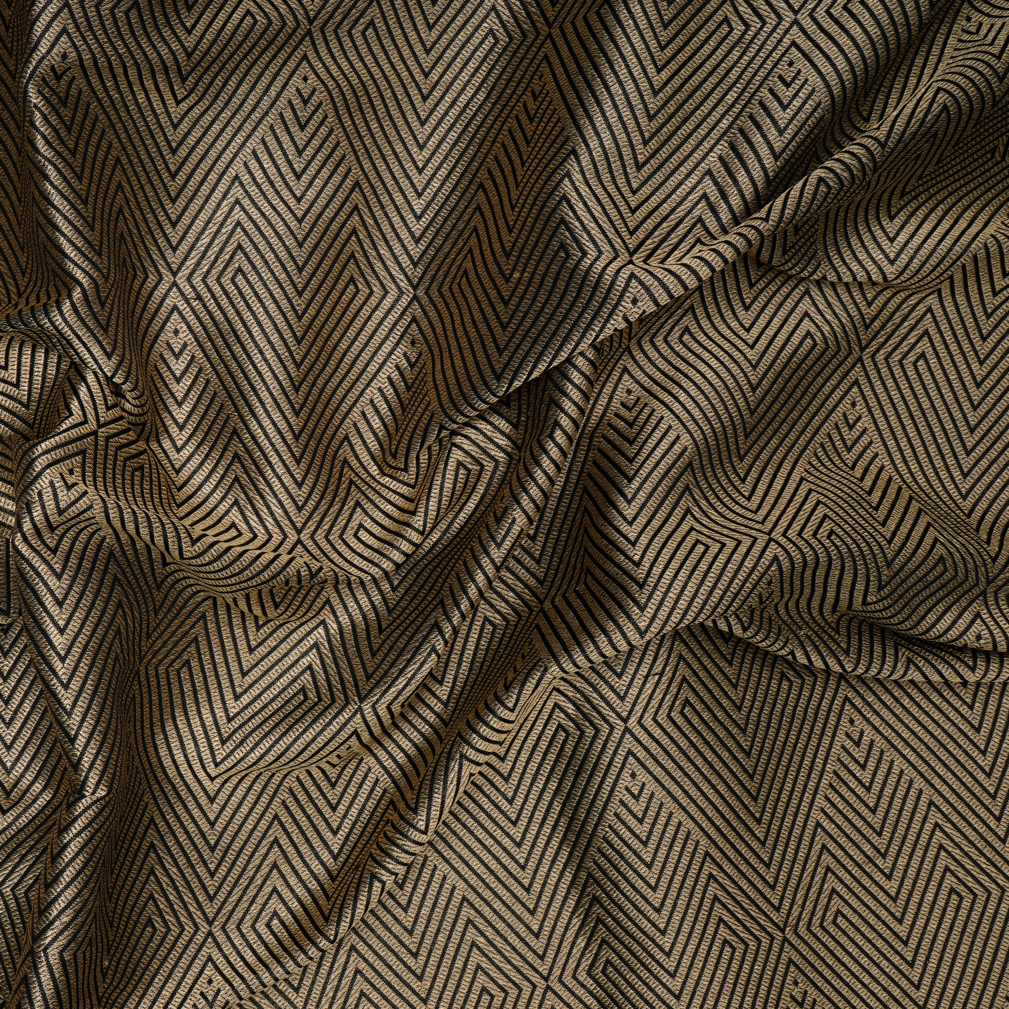 Black-Gold Handwoven Premium Banarasi Brocade Silk Fabric