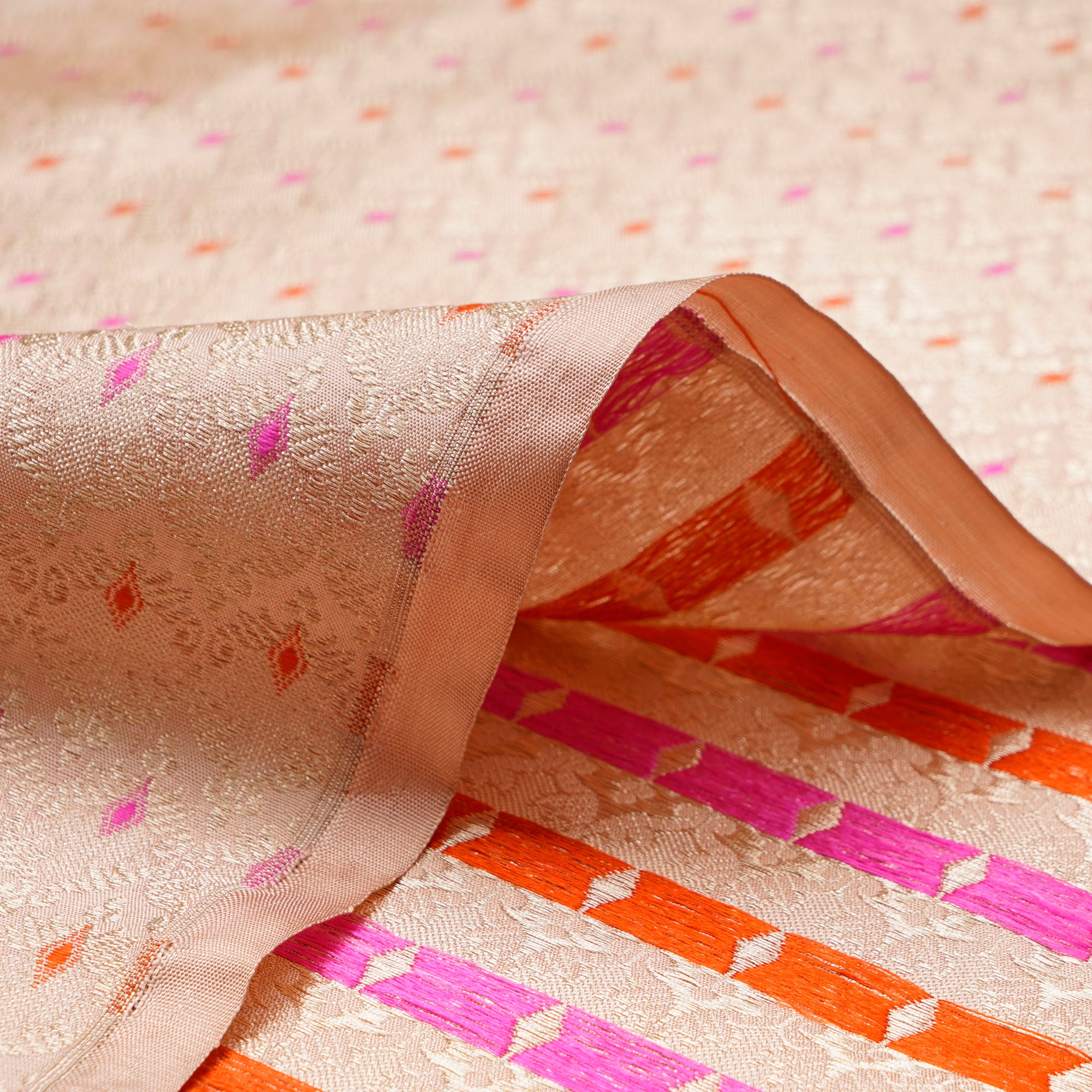 Cloud Pink All Over Pattern Premium Banarasi Brocade Silk Fabric