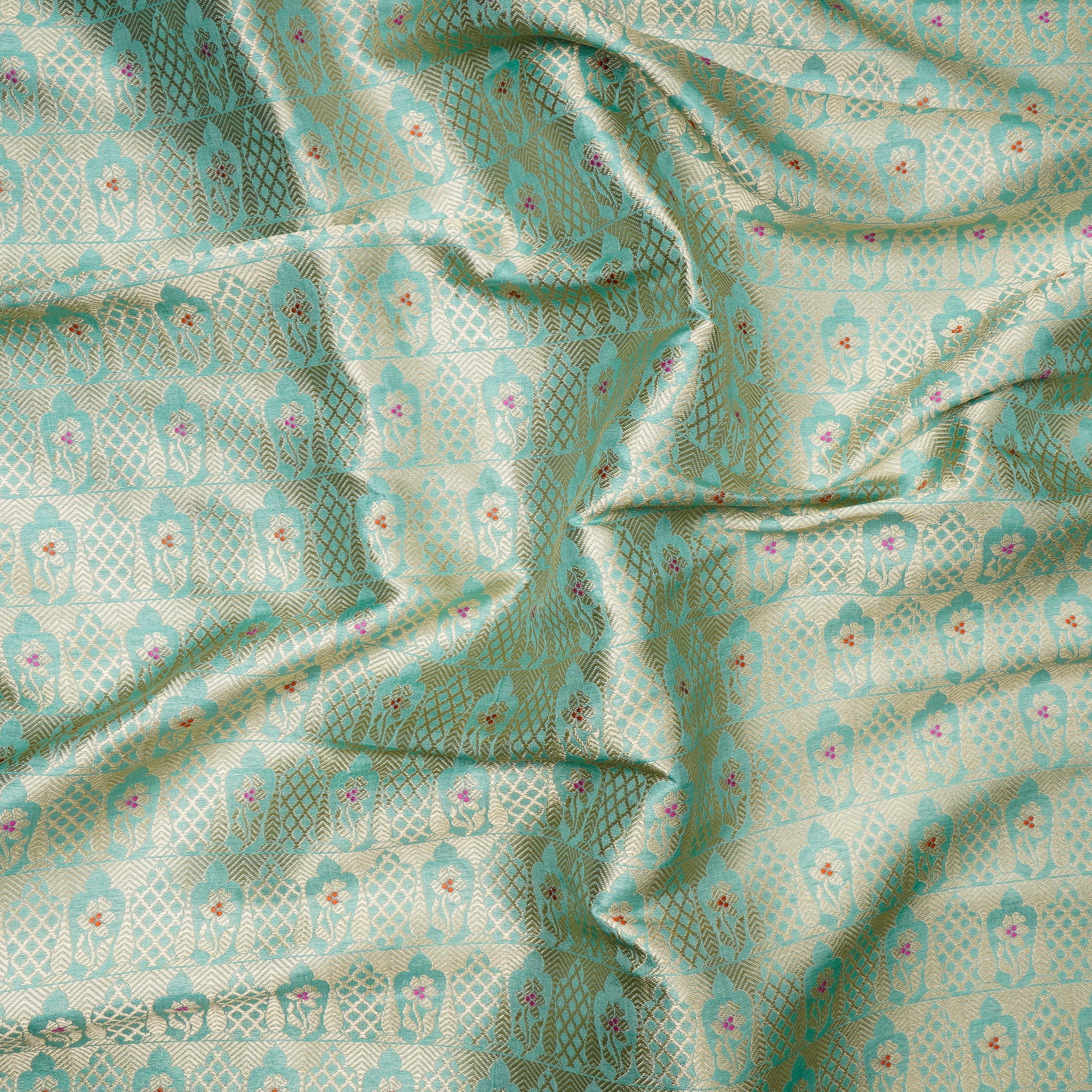 Cascade All Over Pattern Handwoven Premium Banarasi Brocade Silk Fabric