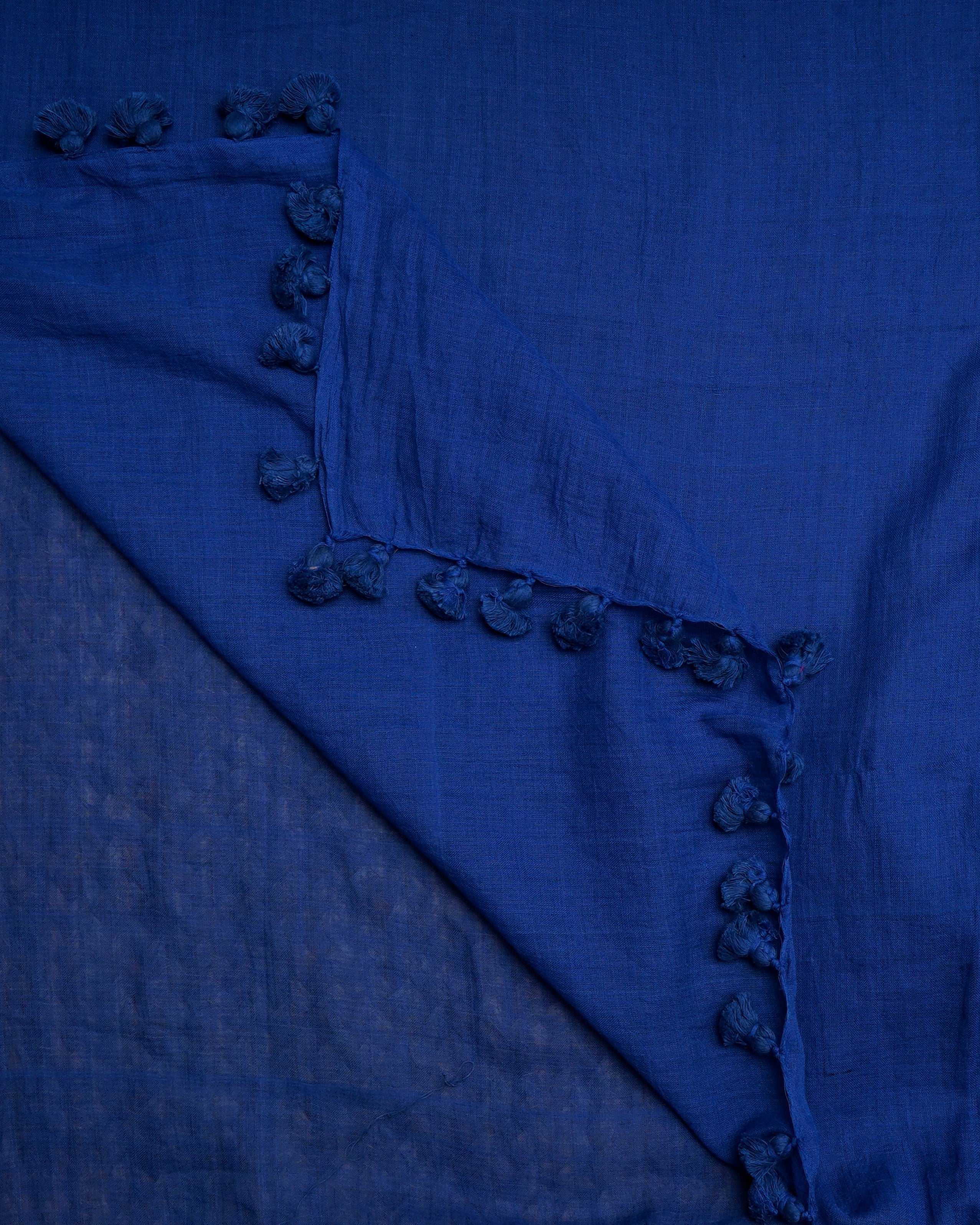 Blue Color Muslin Cotton Dupatta with Tassels