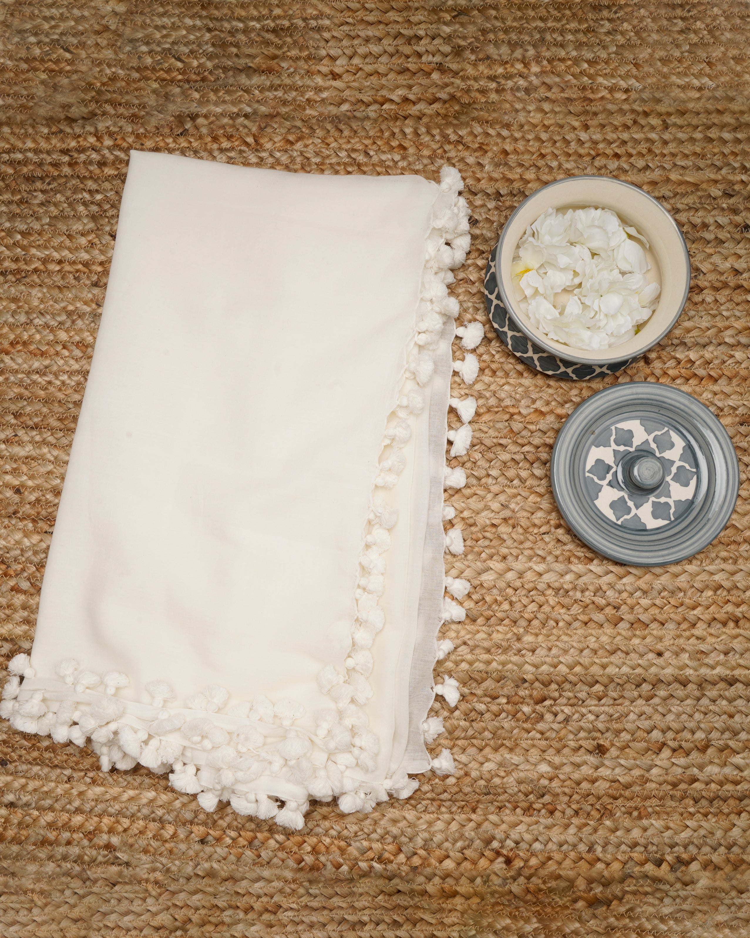 Off-White Color Handwoven Pure Cotton Dupatta
