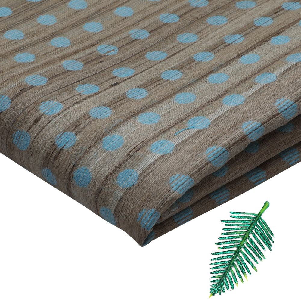 Brown-Blue Color Jacquard Silk Fabric