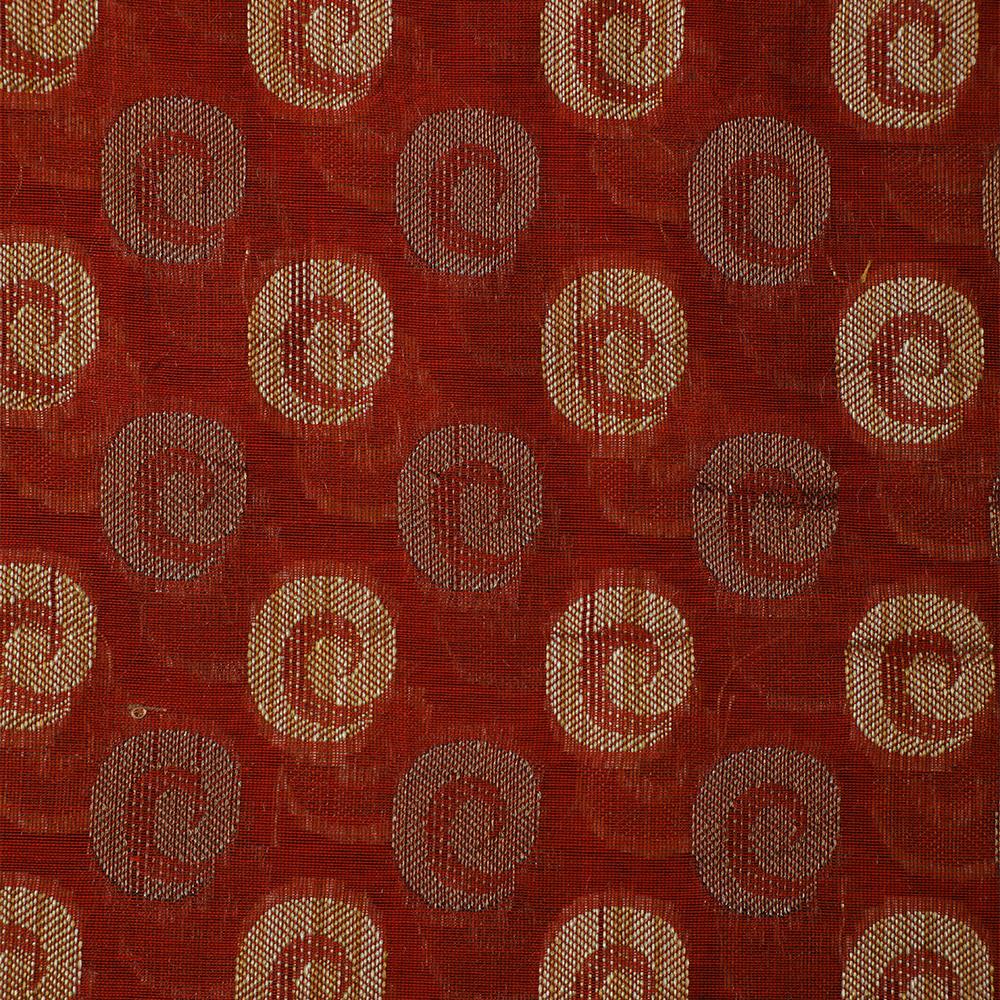 Brown Color Chanderi Jacquard Fabric