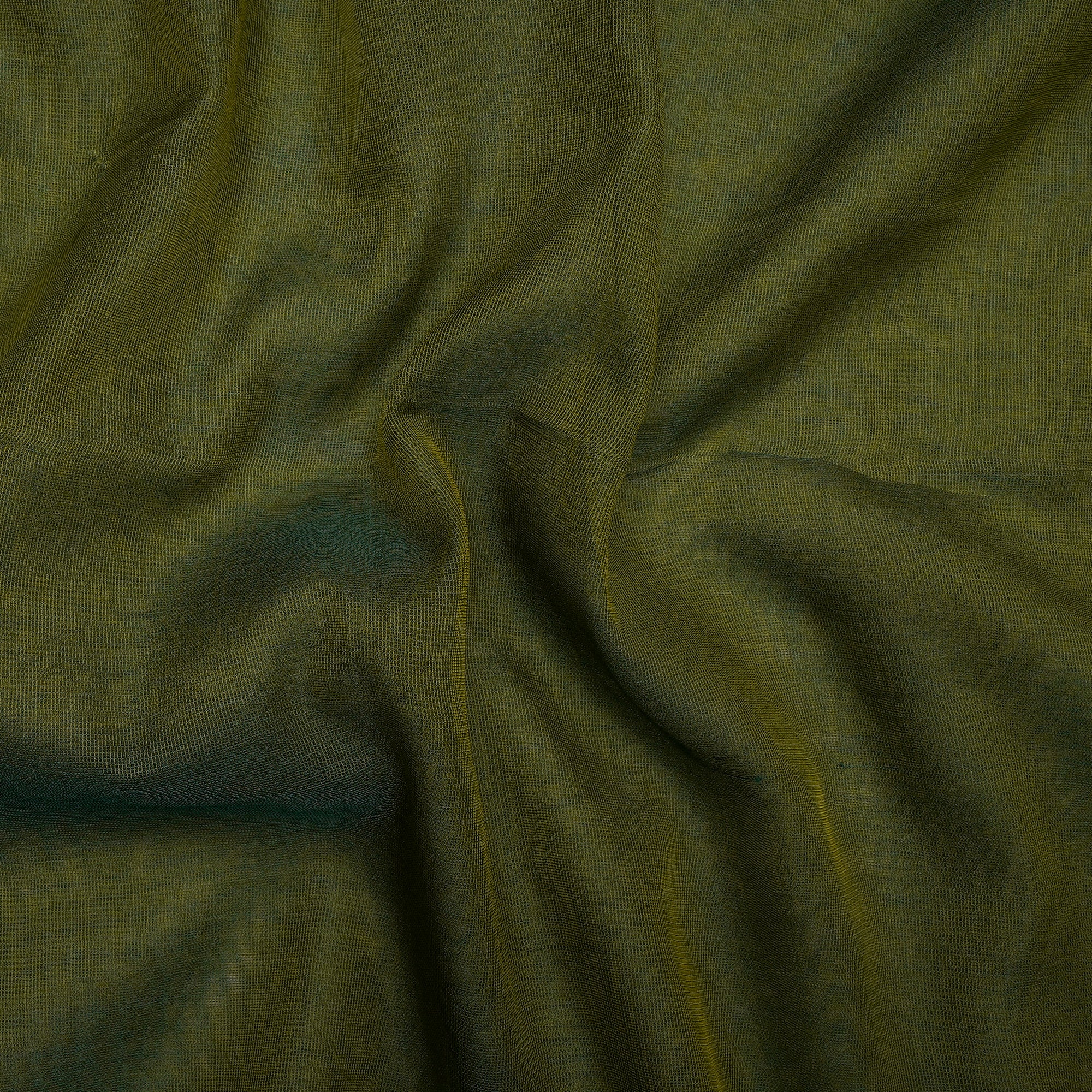 Dark Green Color Net Silk Fabric