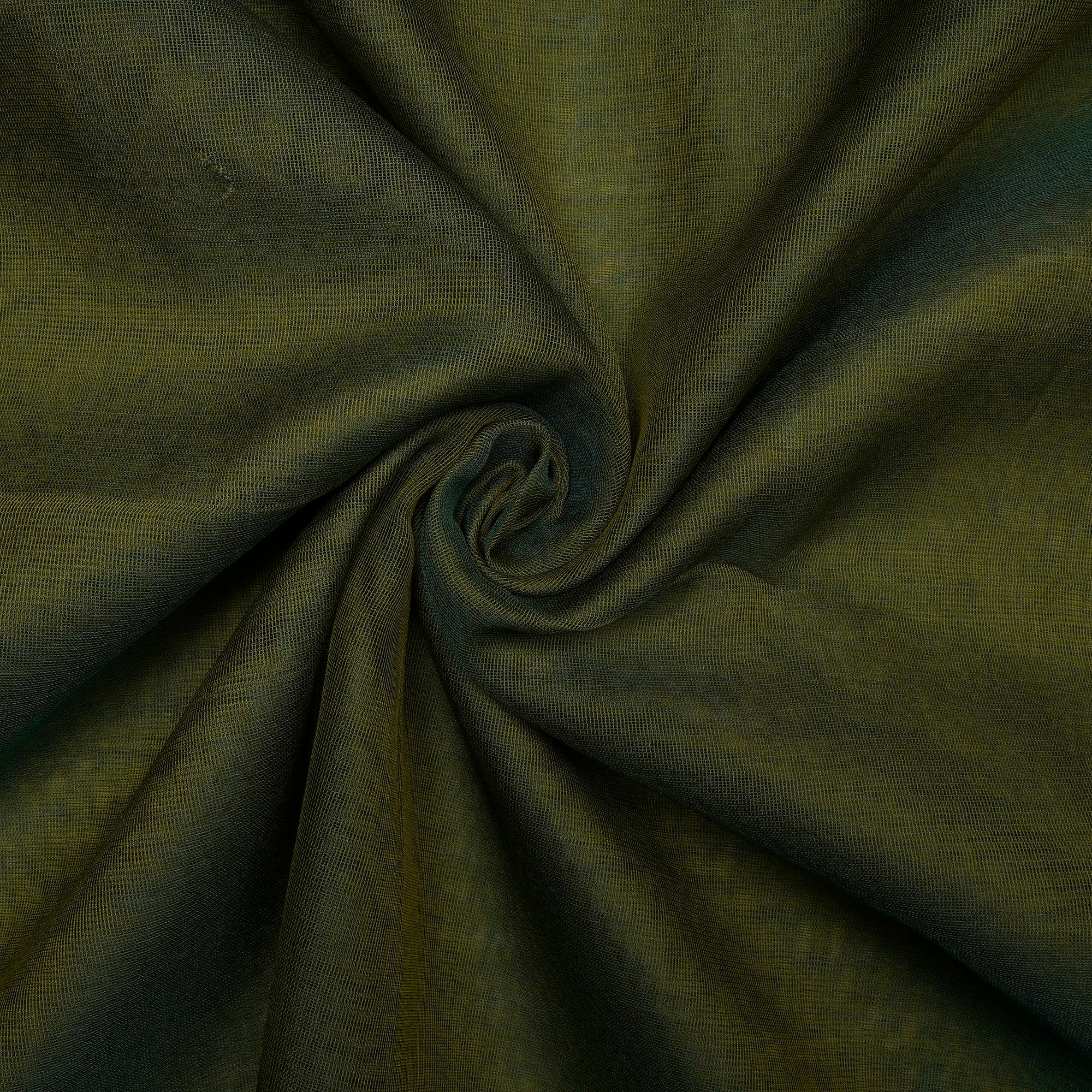 Dark Green Color Net Silk Fabric