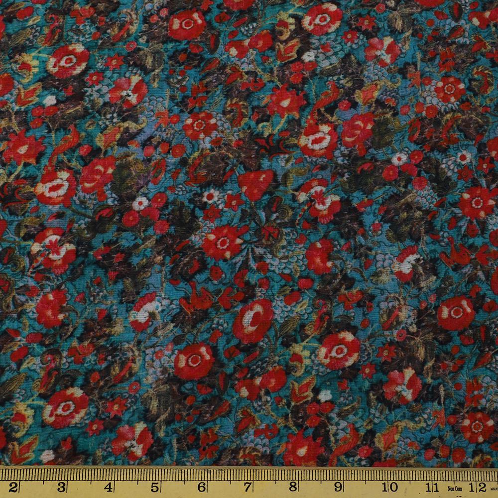 Multi Color Floral Pattern Digital Printed High Twisted Cotton Voile Fabric