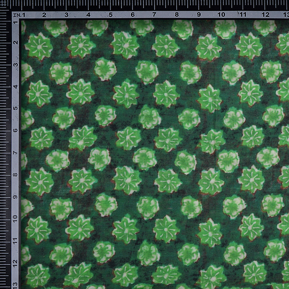 Green Color Digital Printed High Twisted Cotton Voile Fabric