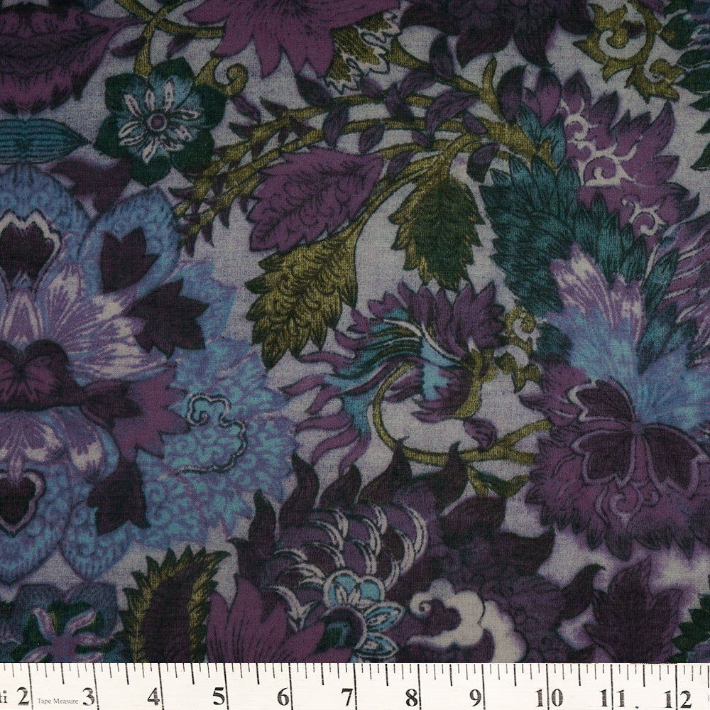 Purple Color Digital Printed High Twisted Cotton Voile Fabric
