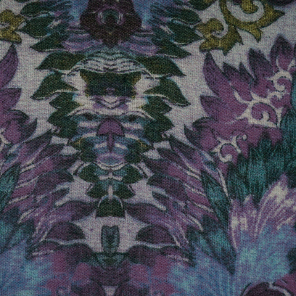 Purple Color Digital Printed High Twisted Cotton Voile Fabric