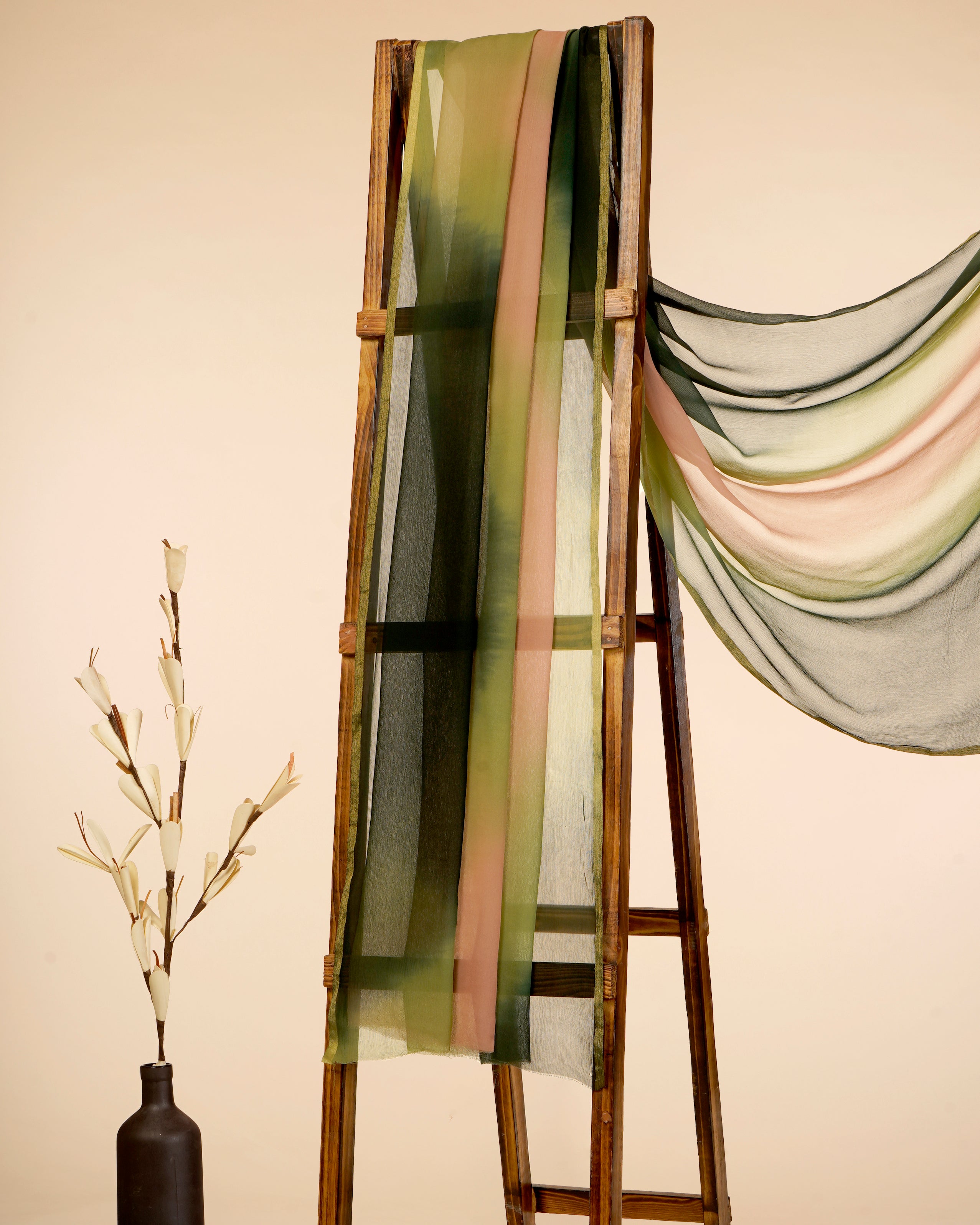 Green Color Handcrafted Lehariya Printed Chiffon Silk Dupatta