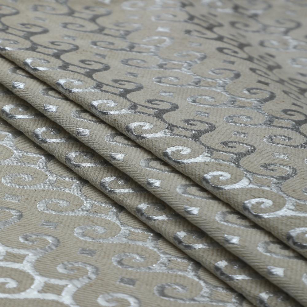 Beige-Silver Color Handwoven Lurex Brocade Fabric