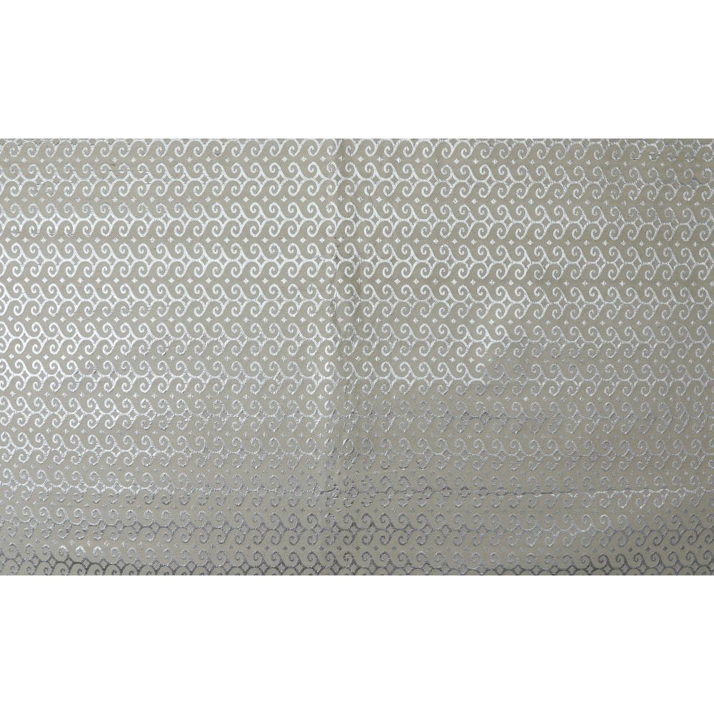 Beige-Silver Color Handwoven Lurex Brocade Fabric