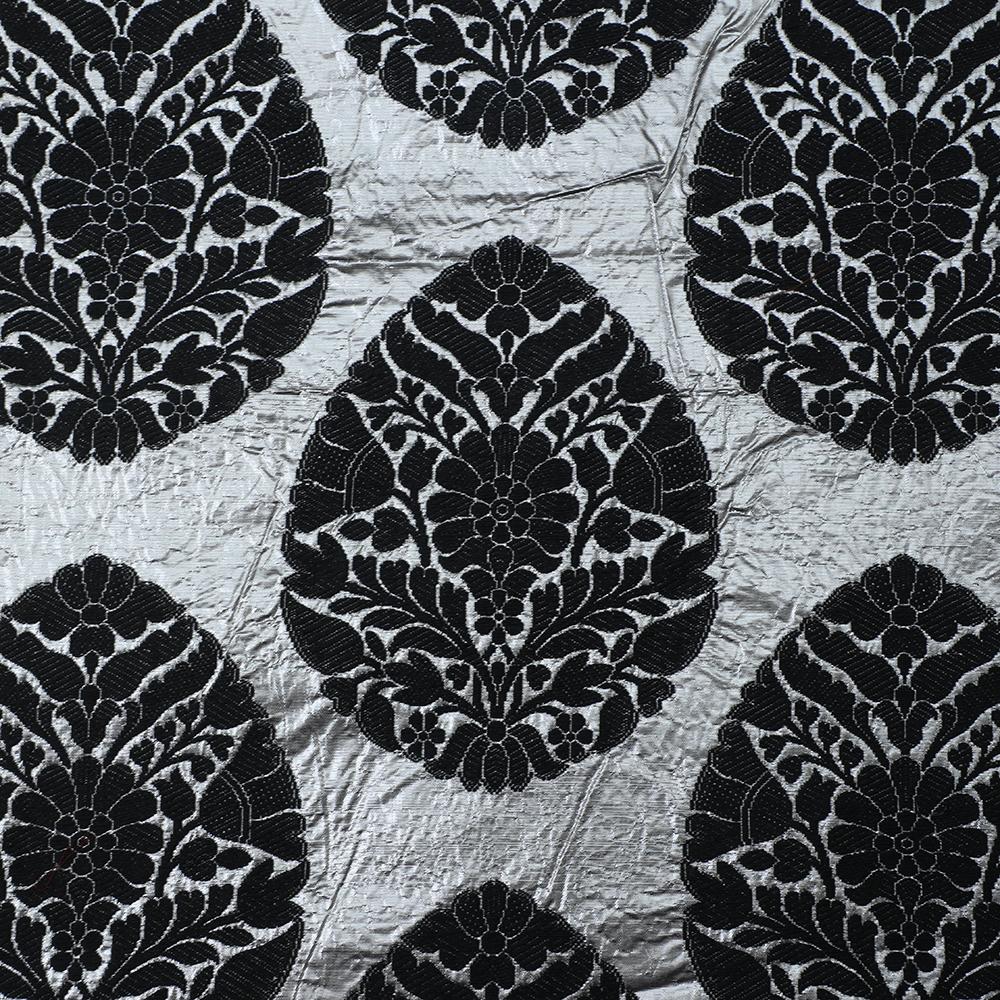 Black-Silver Color Handwoven Lurex Brocade Fabric