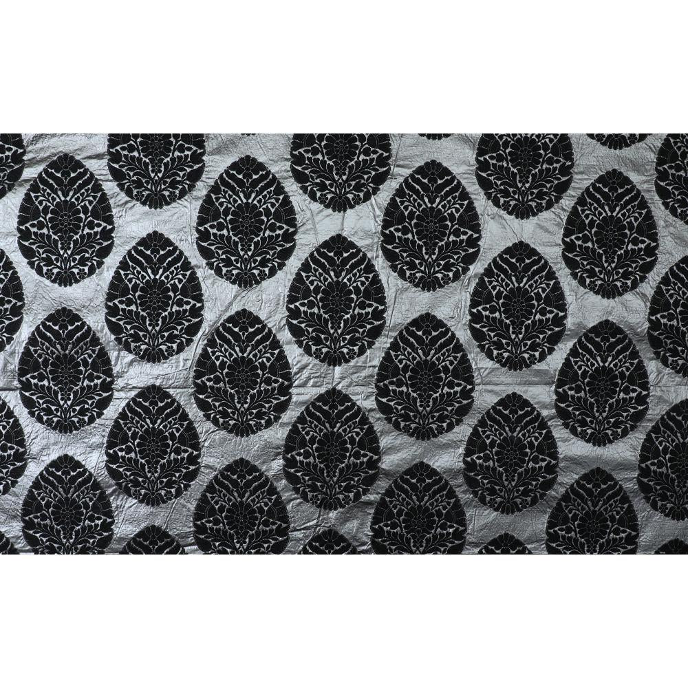 Black-Silver Color Handwoven Lurex Brocade Fabric