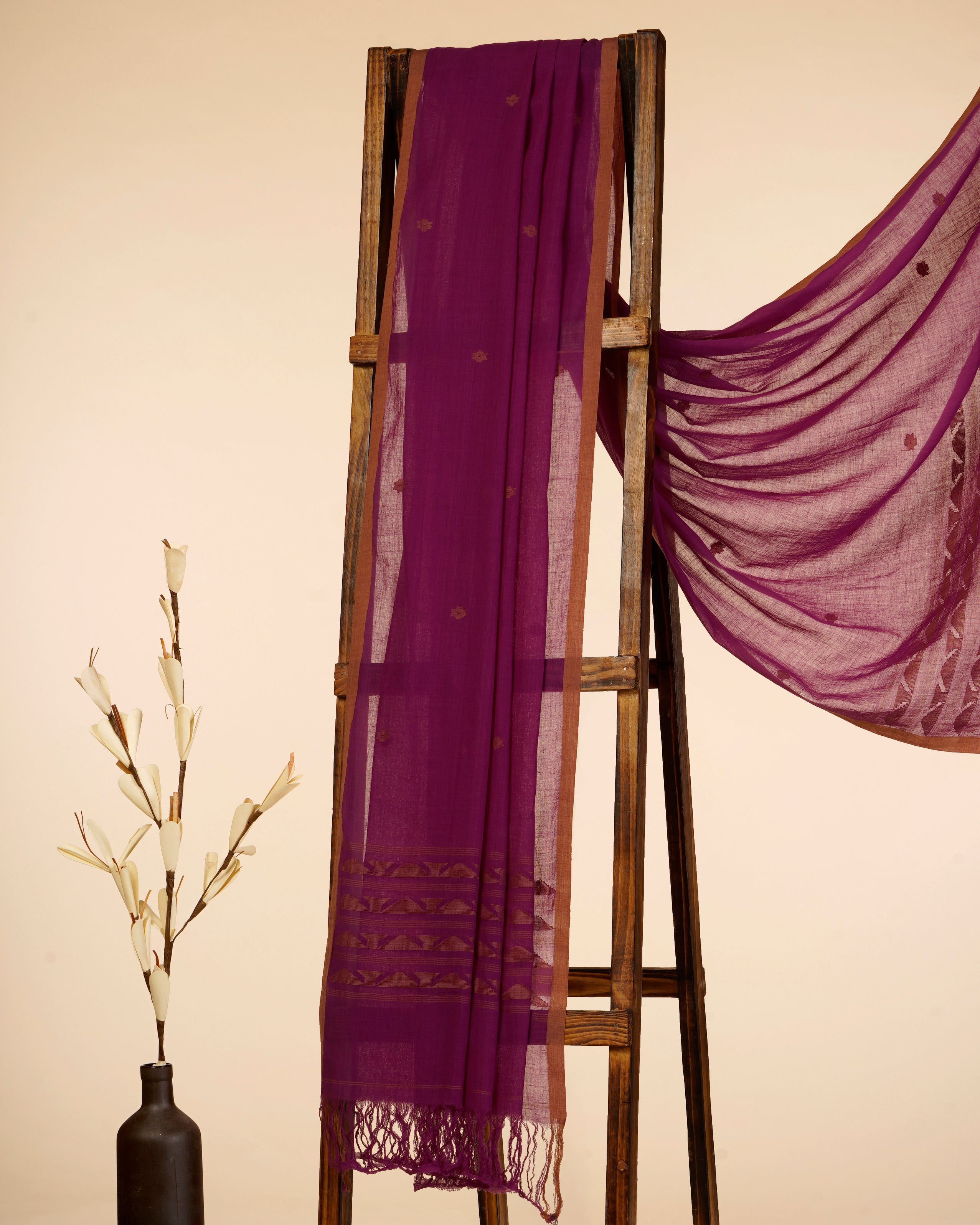 Purple Color Handwoven Pure Cotton Dupatta