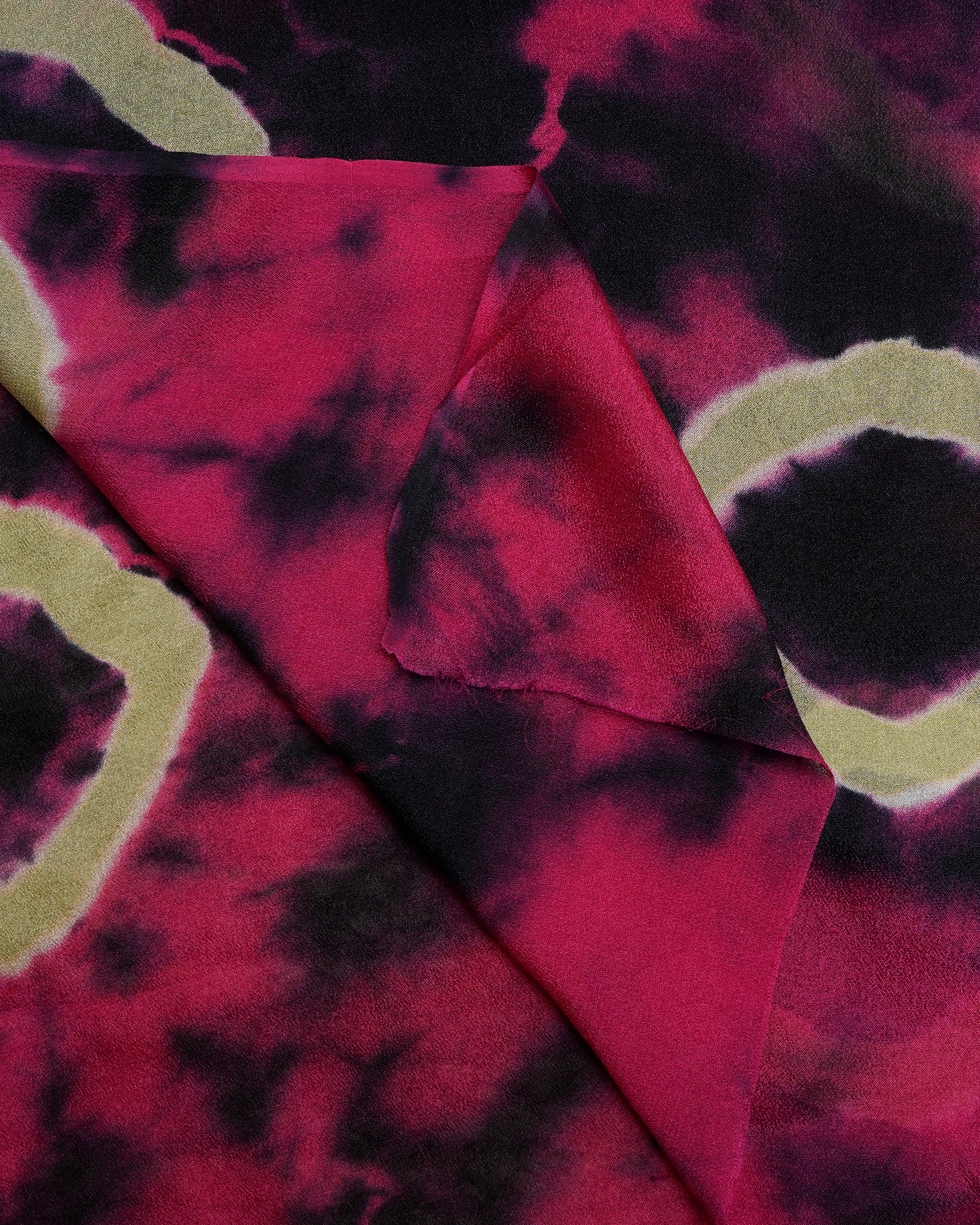 Pink-Black Color Hand Tie-Dye Chiffon Silk Dupatta