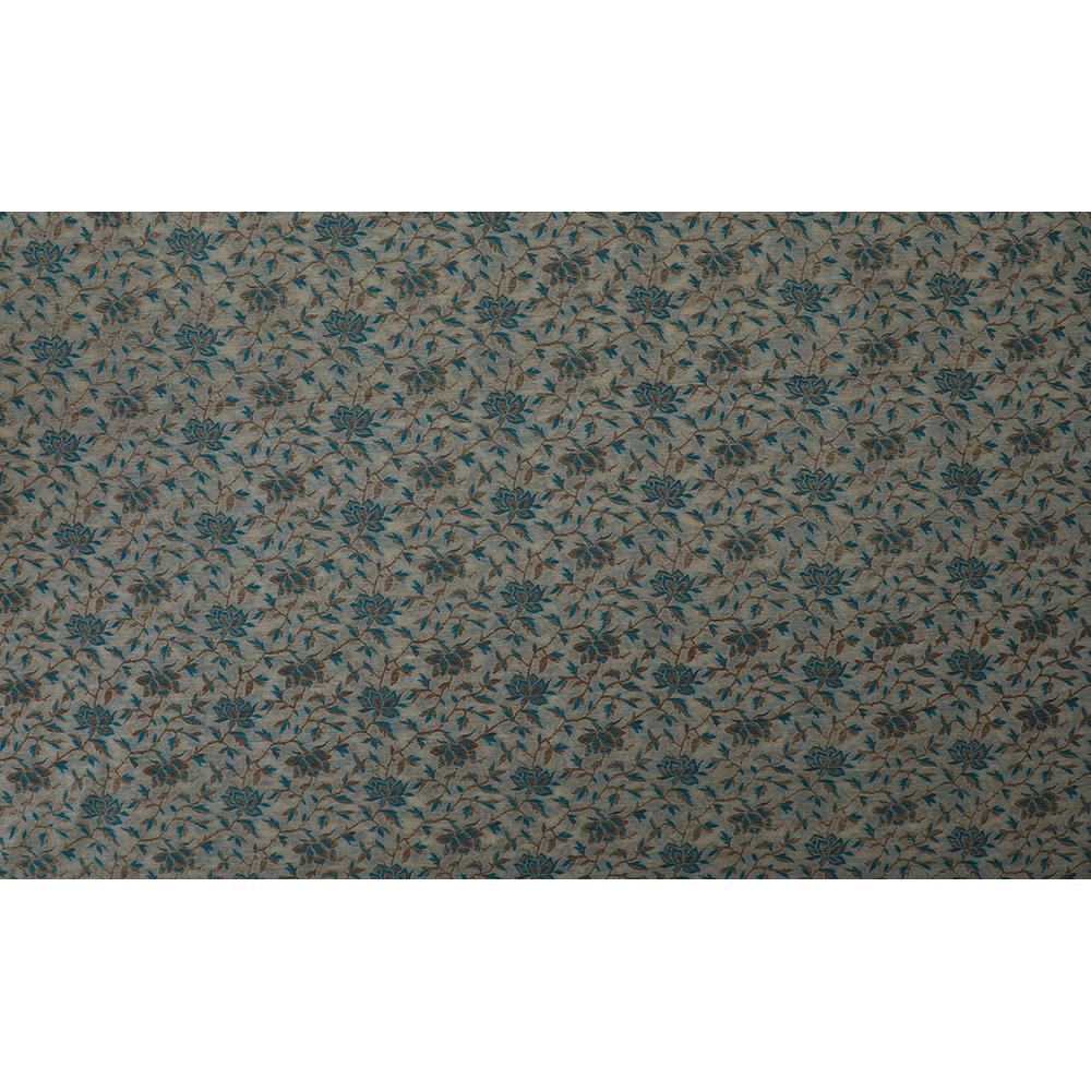 Cream-Blue Color Handwoven Brocade Chanderi Fabric