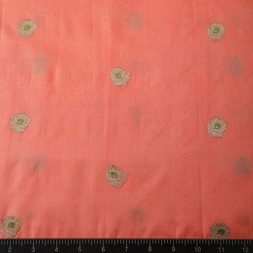 Peach-Golden Color Handwoven Brocade Fabric