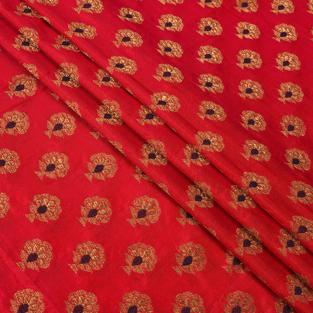 Red Color Handwoven Brocade Silk Fabric