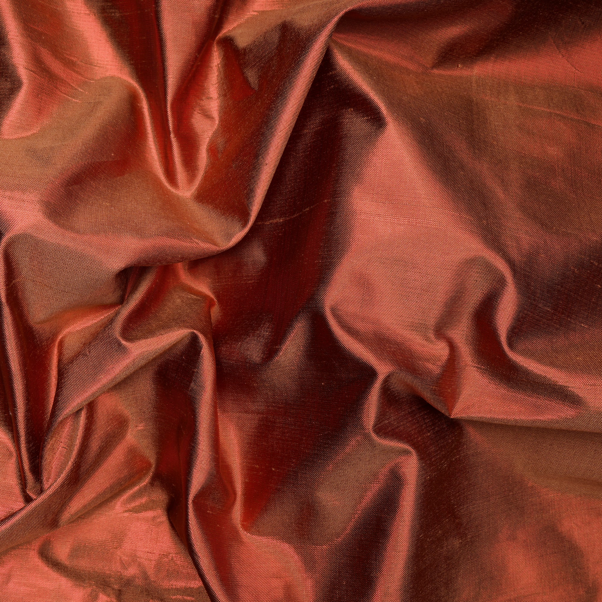 Golden-Red Color Metallic Dupion Silk Fabric