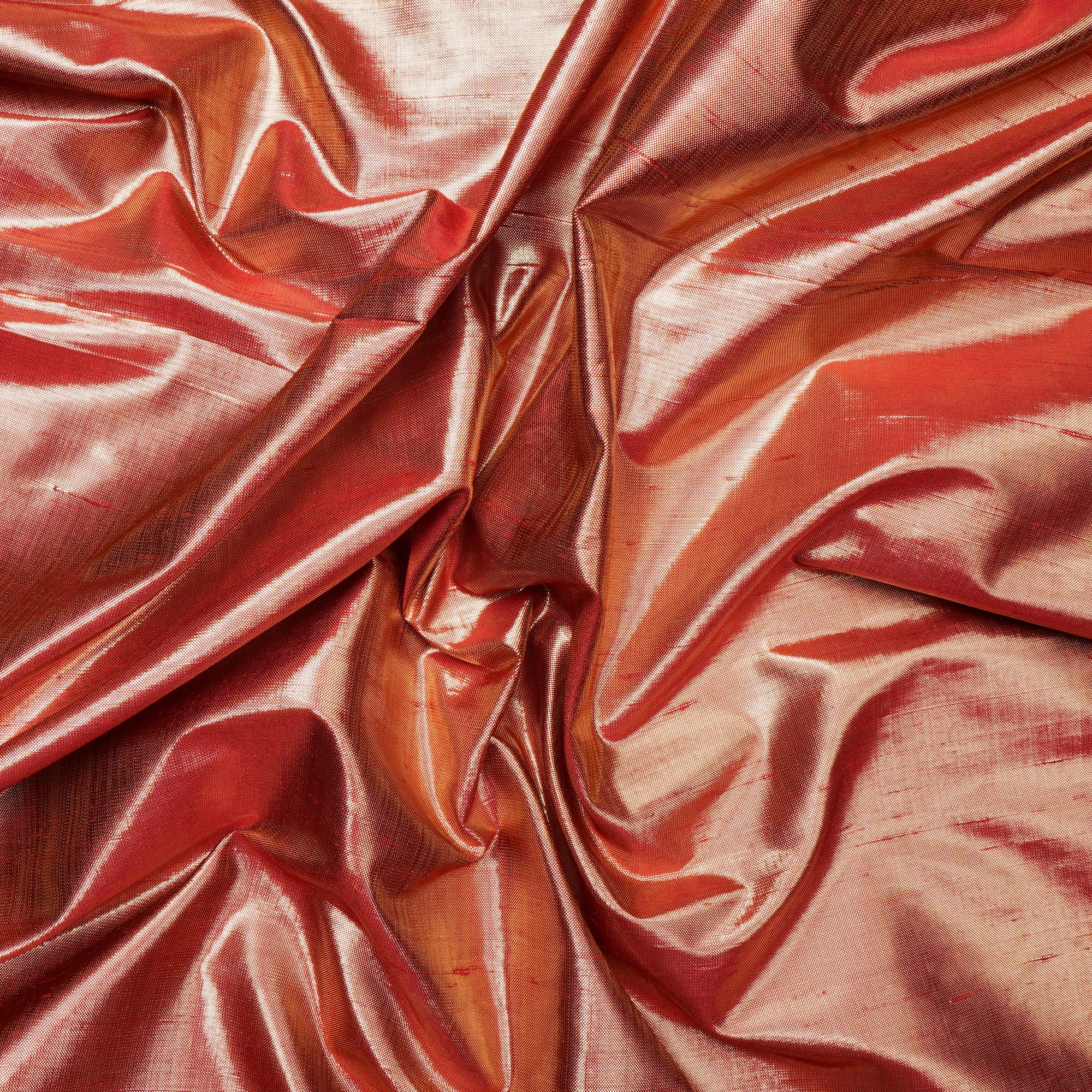 Metallic Red Color Metallic Dupion Silk Fabric