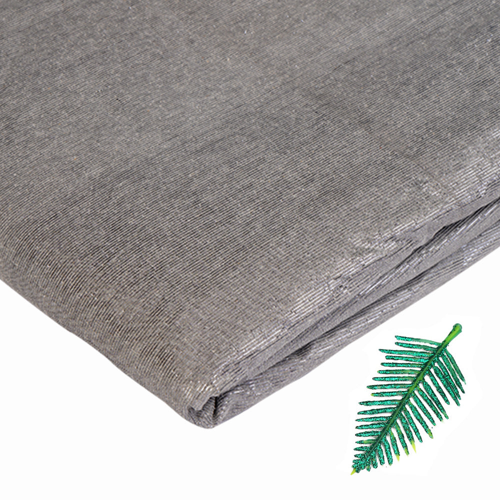 Grey-Silver Color Metallic Silk Fabric