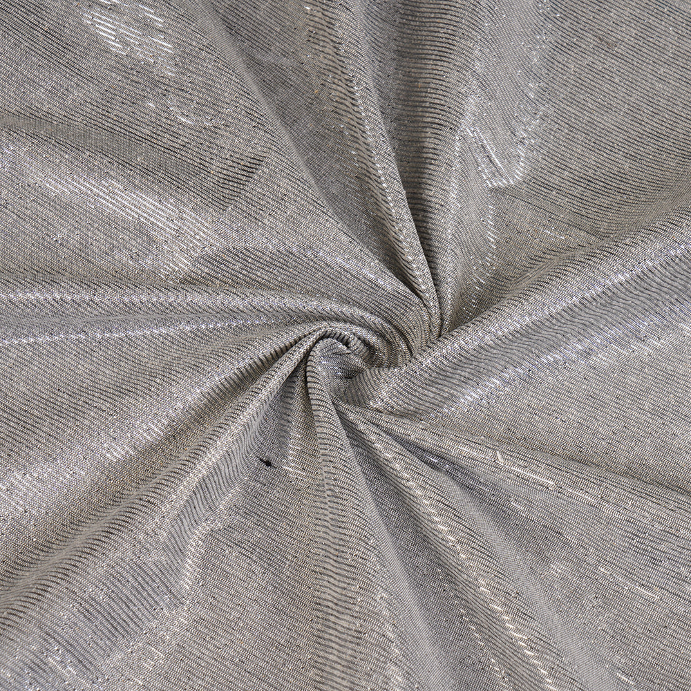 Grey-Silver Color Metallic Silk Fabric