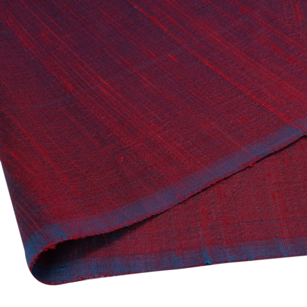 Red-Blue Color Dual Tone Dupion Silk Fabric