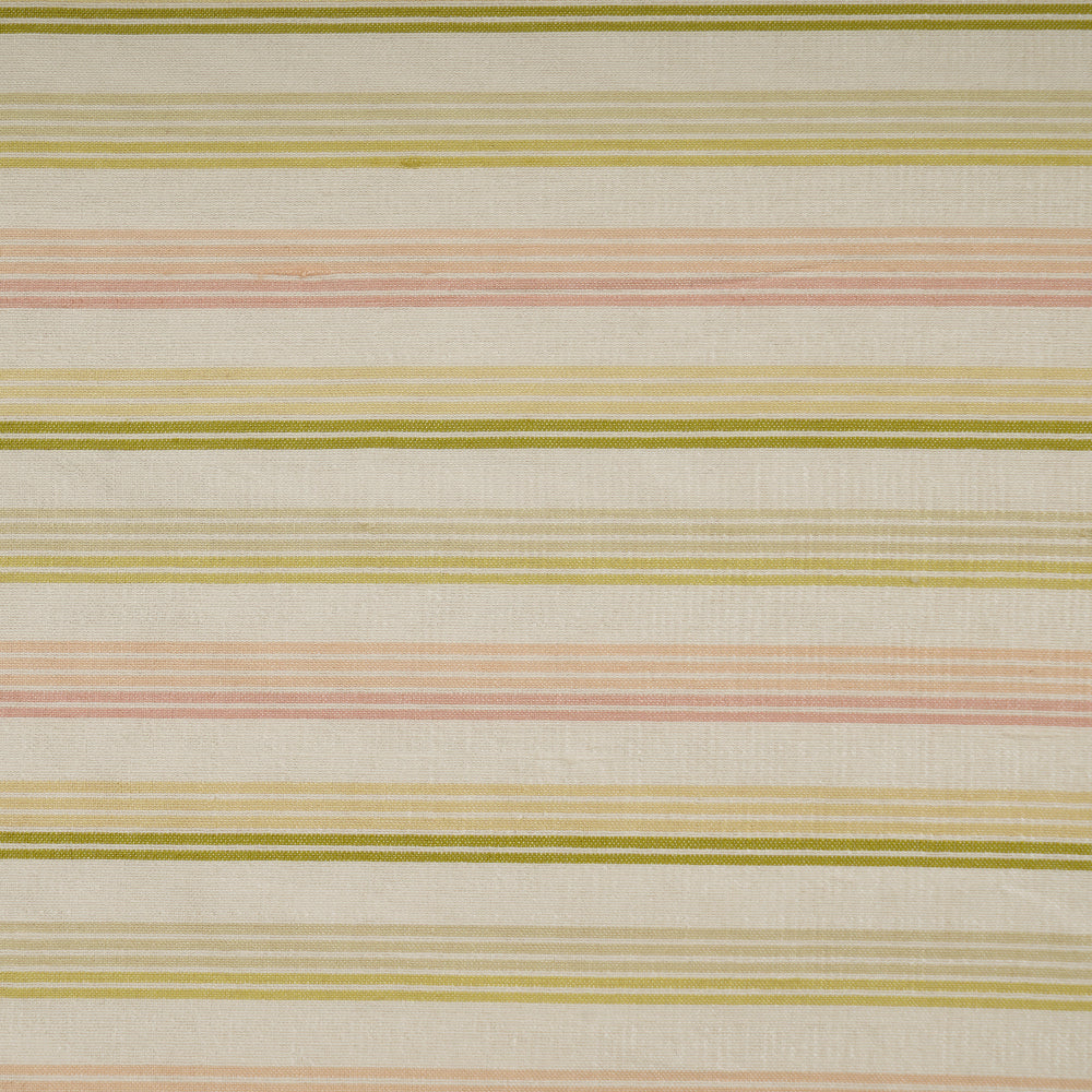 Off White Color Striped Dupion Silk Fabric