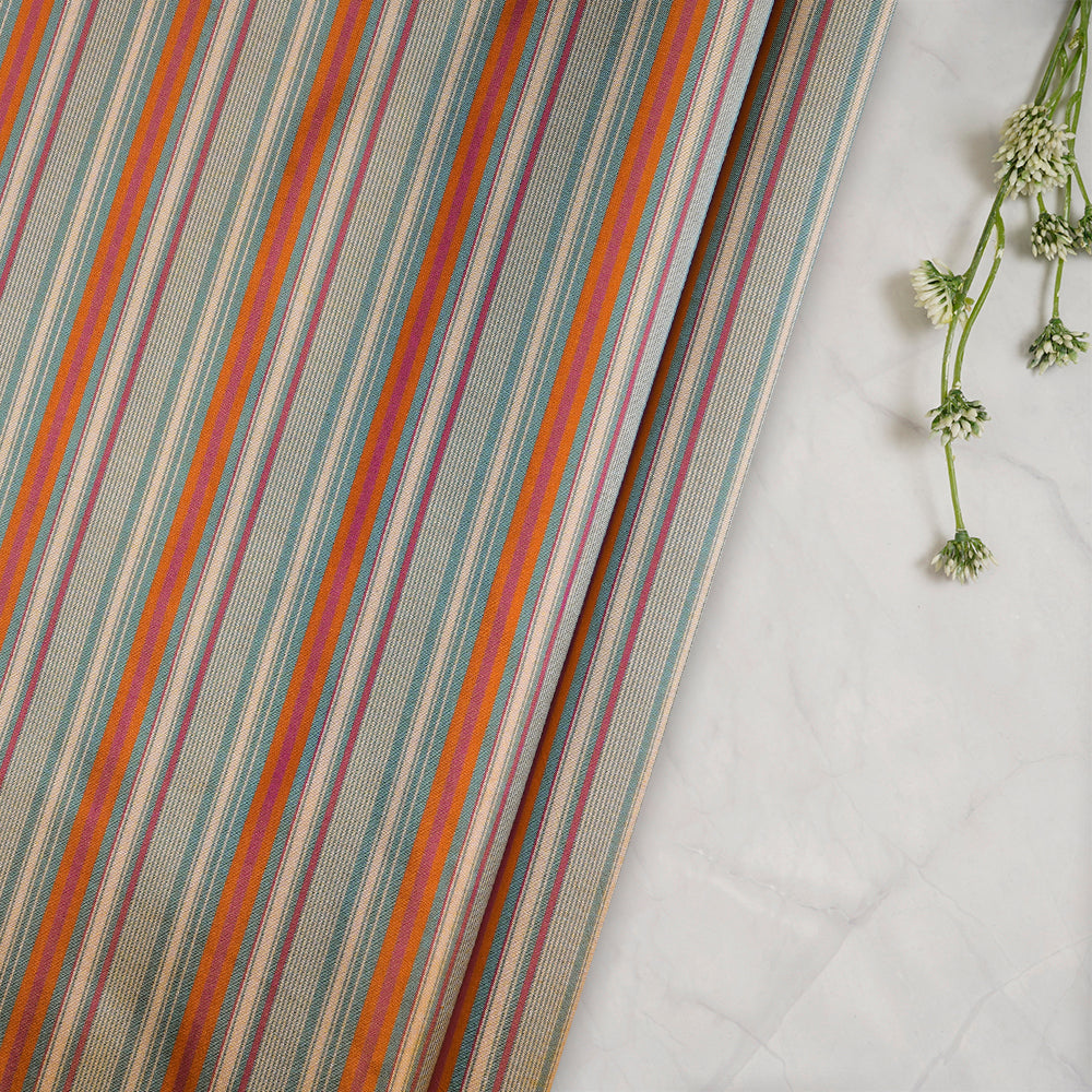 Multi Color Striped Taffeta Silk Fabric