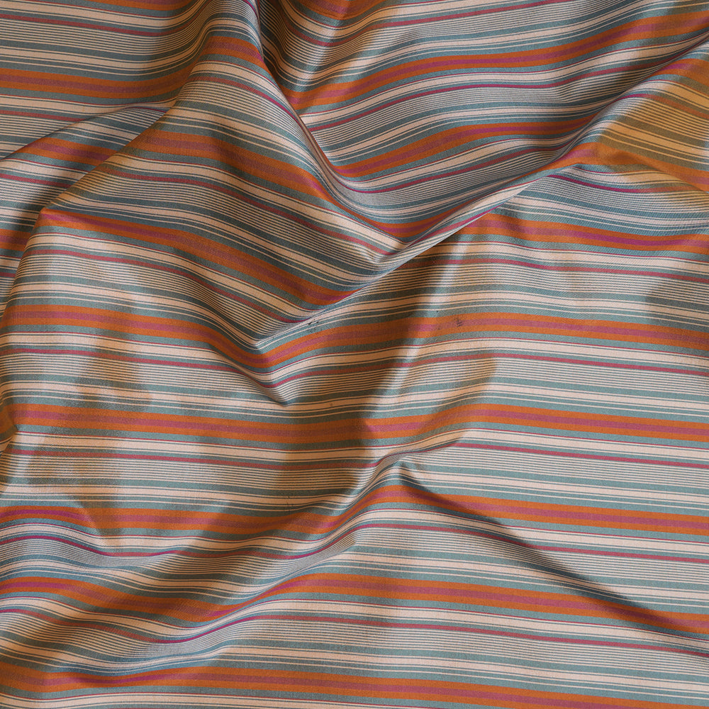 Multi Color Striped Taffeta Silk Fabric