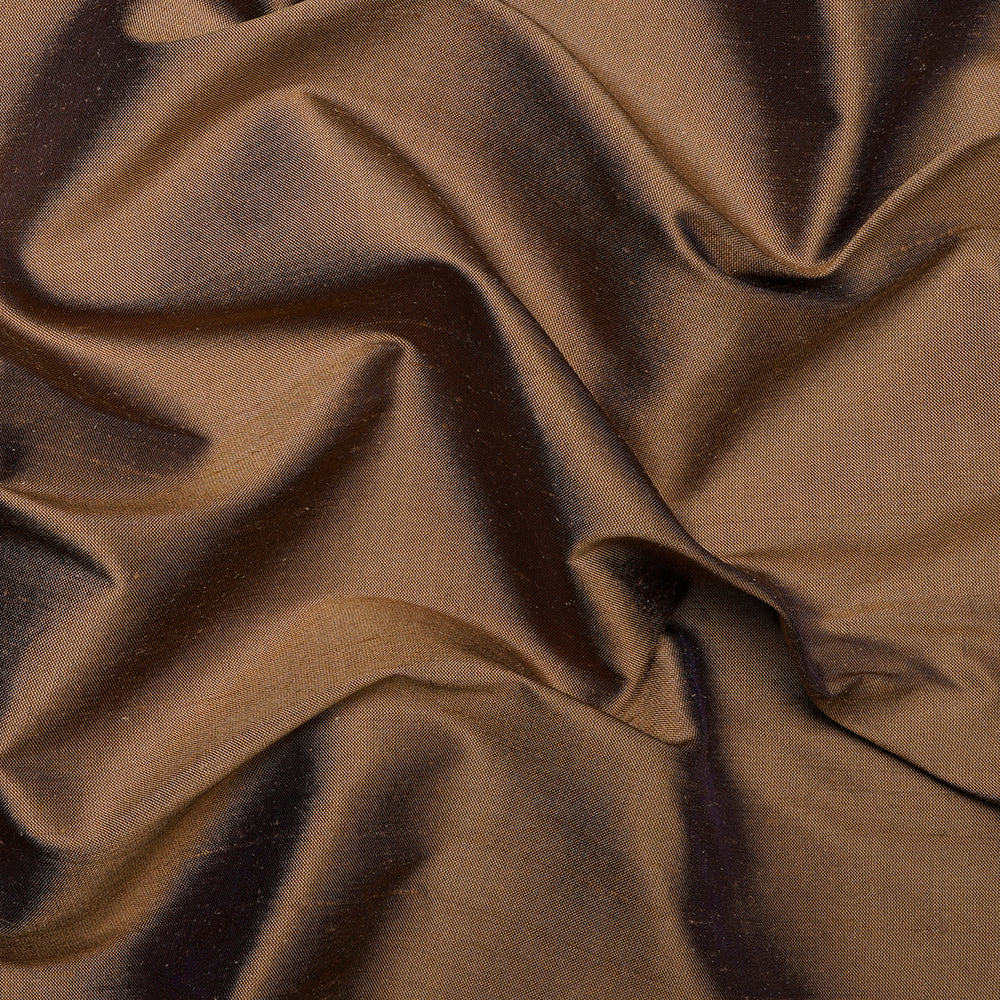 Brown Color Pure Slubless Dupion Silk Fabric
