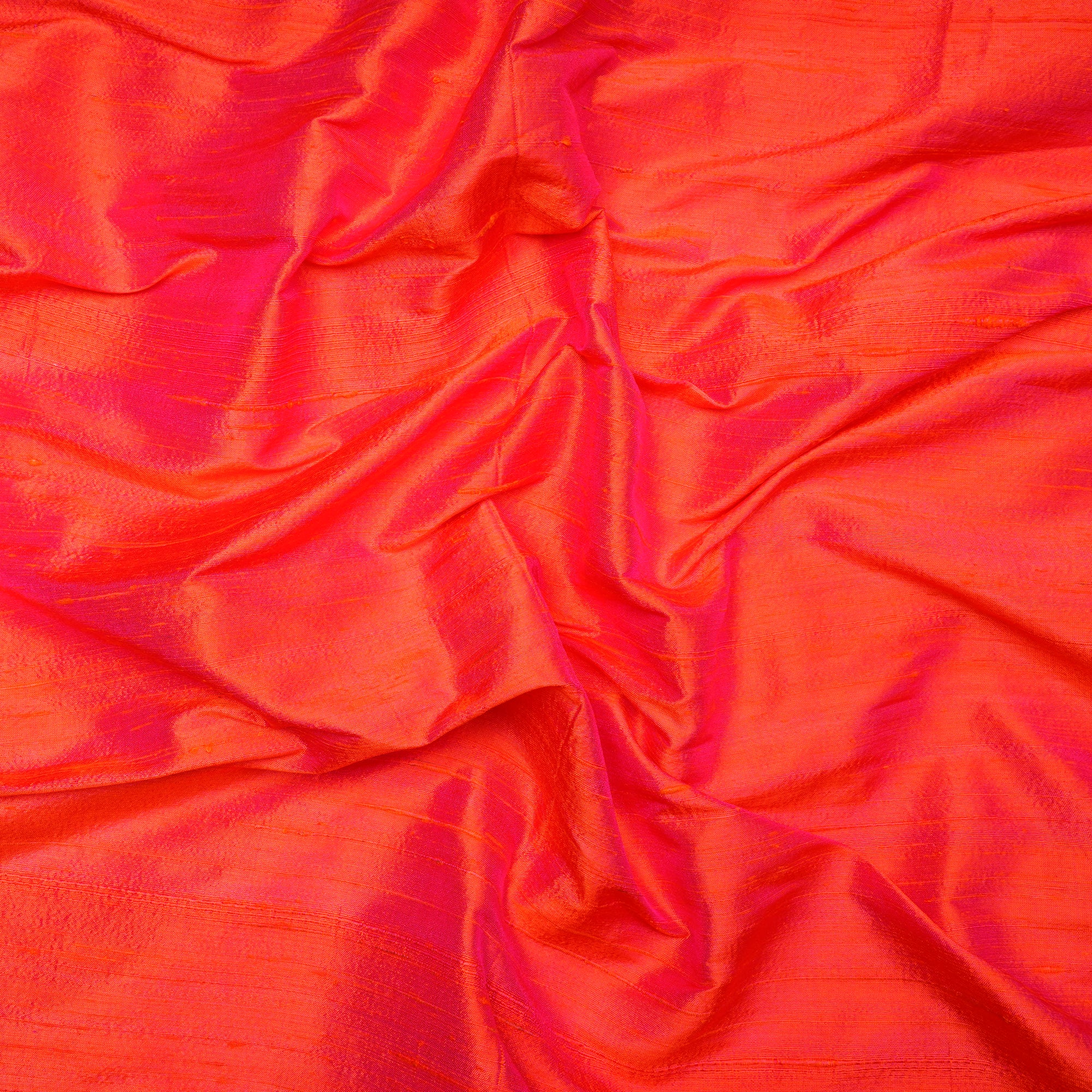 Pink-Orange Color Dupion (Raw) Silk Fabric