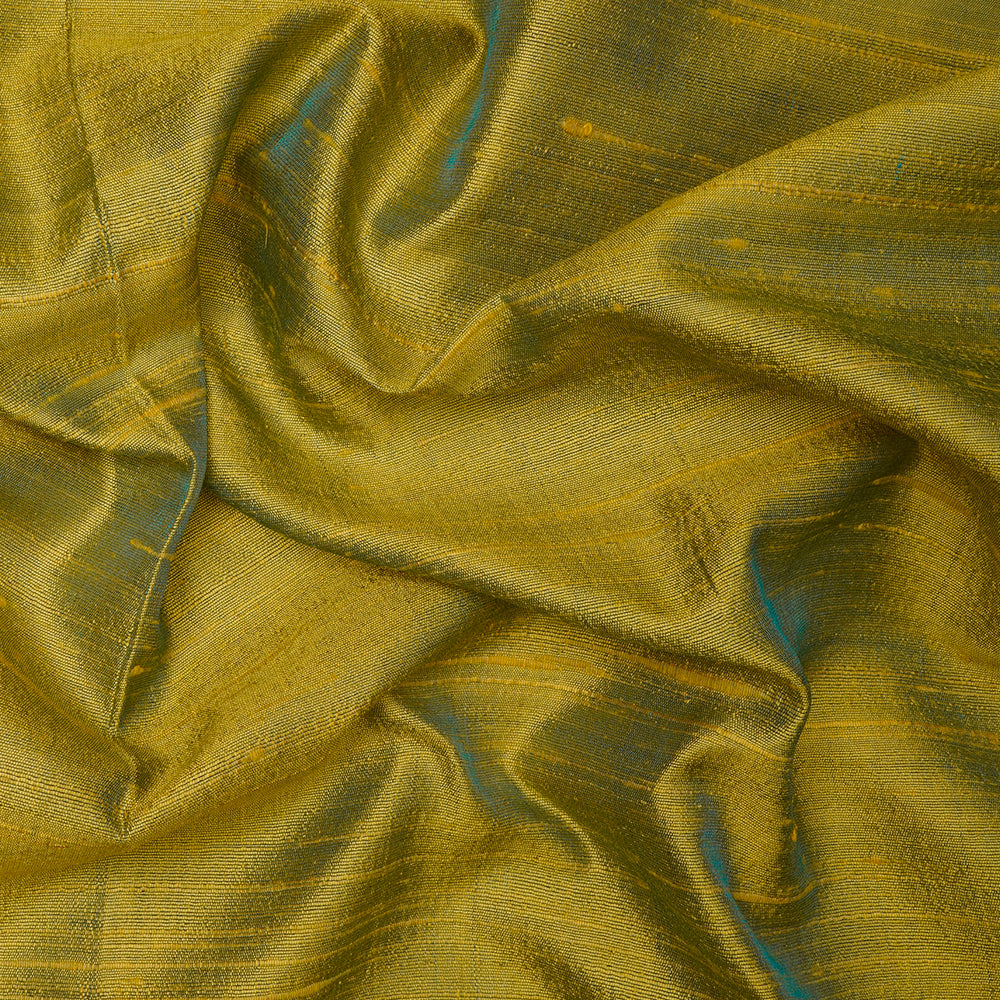 Yellow-Blue Color Dual Tone Dupion Silk Fabric