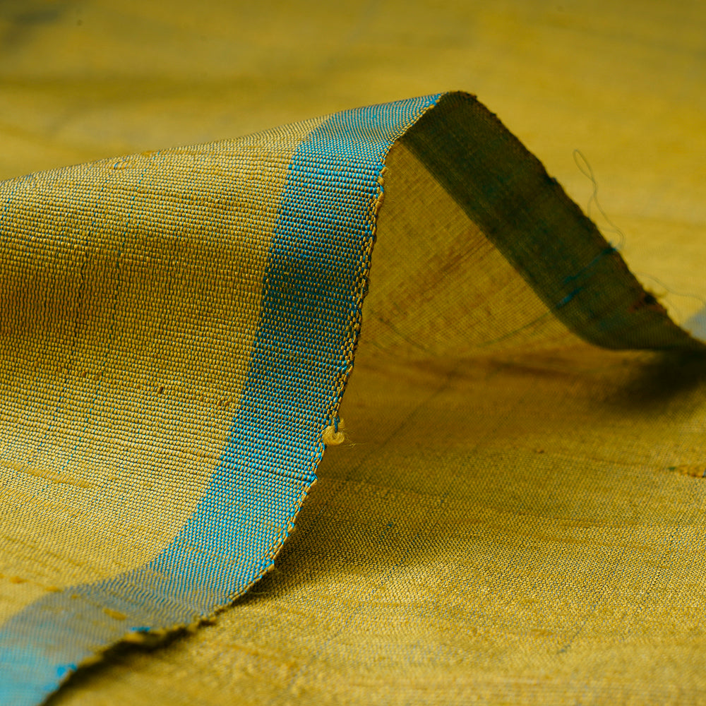 Yellow-Blue Color Dual Tone Dupion Silk Fabric