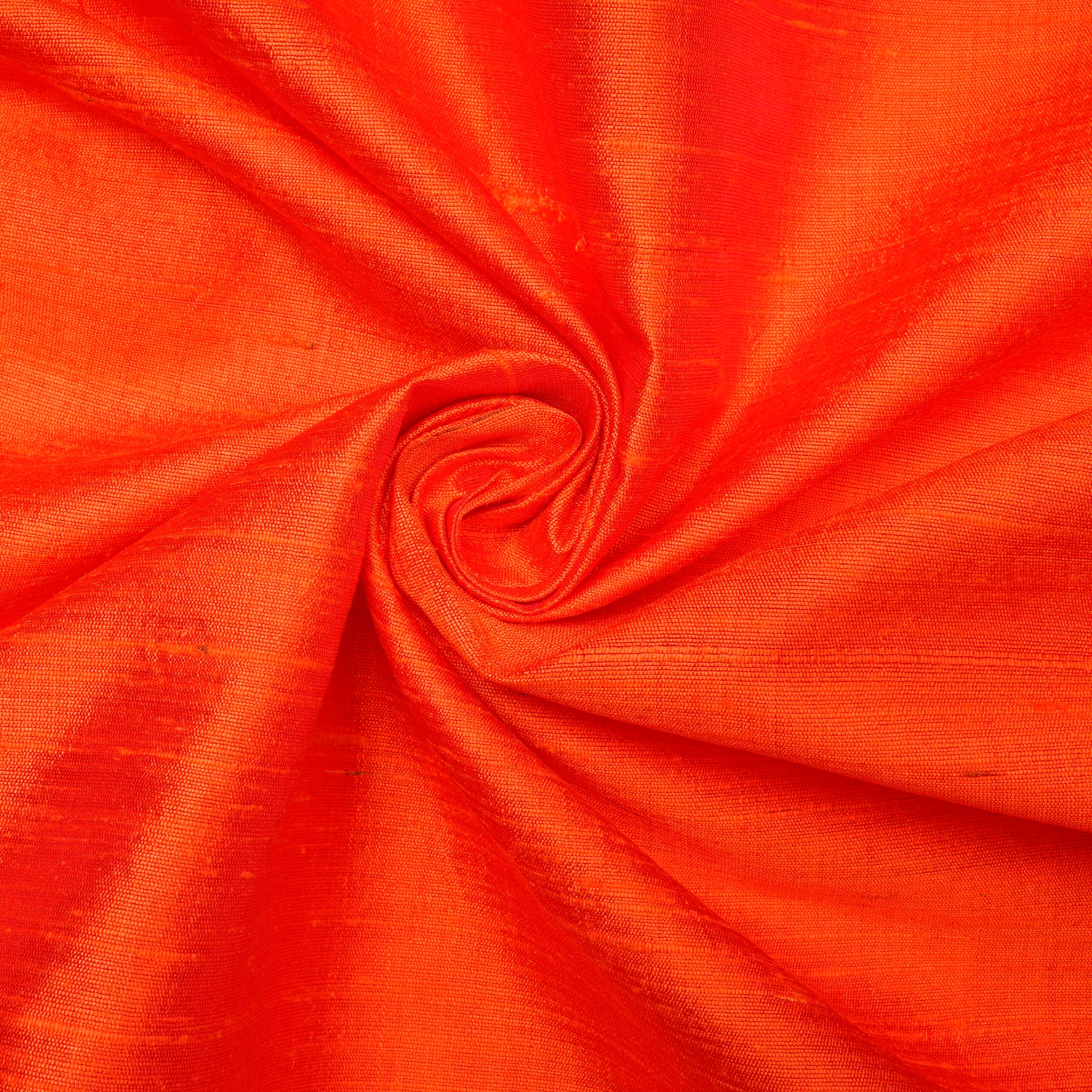 Bright Orange Color Dupion Silk Fabric