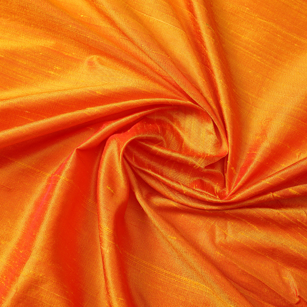 Orange Color Blended Dupion Silk Fabric