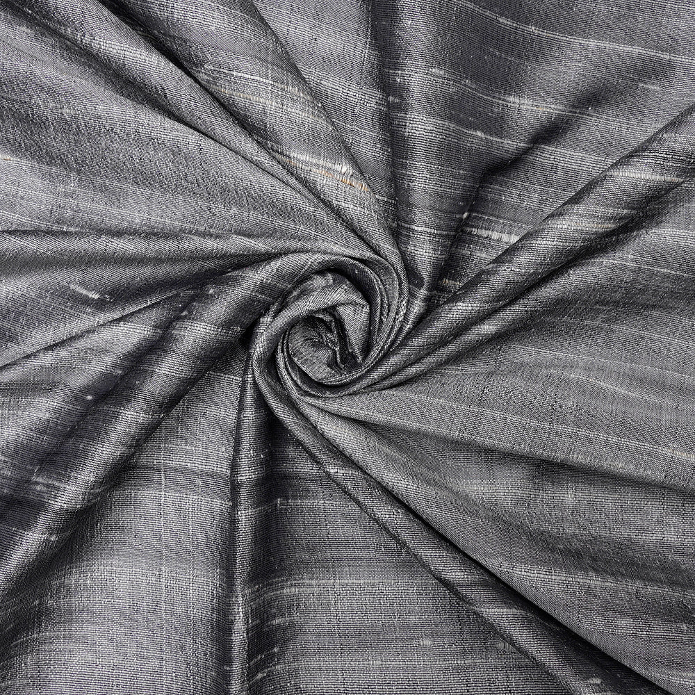 Grey-White Color Dual Tone Blended Dupion Silk Fabric