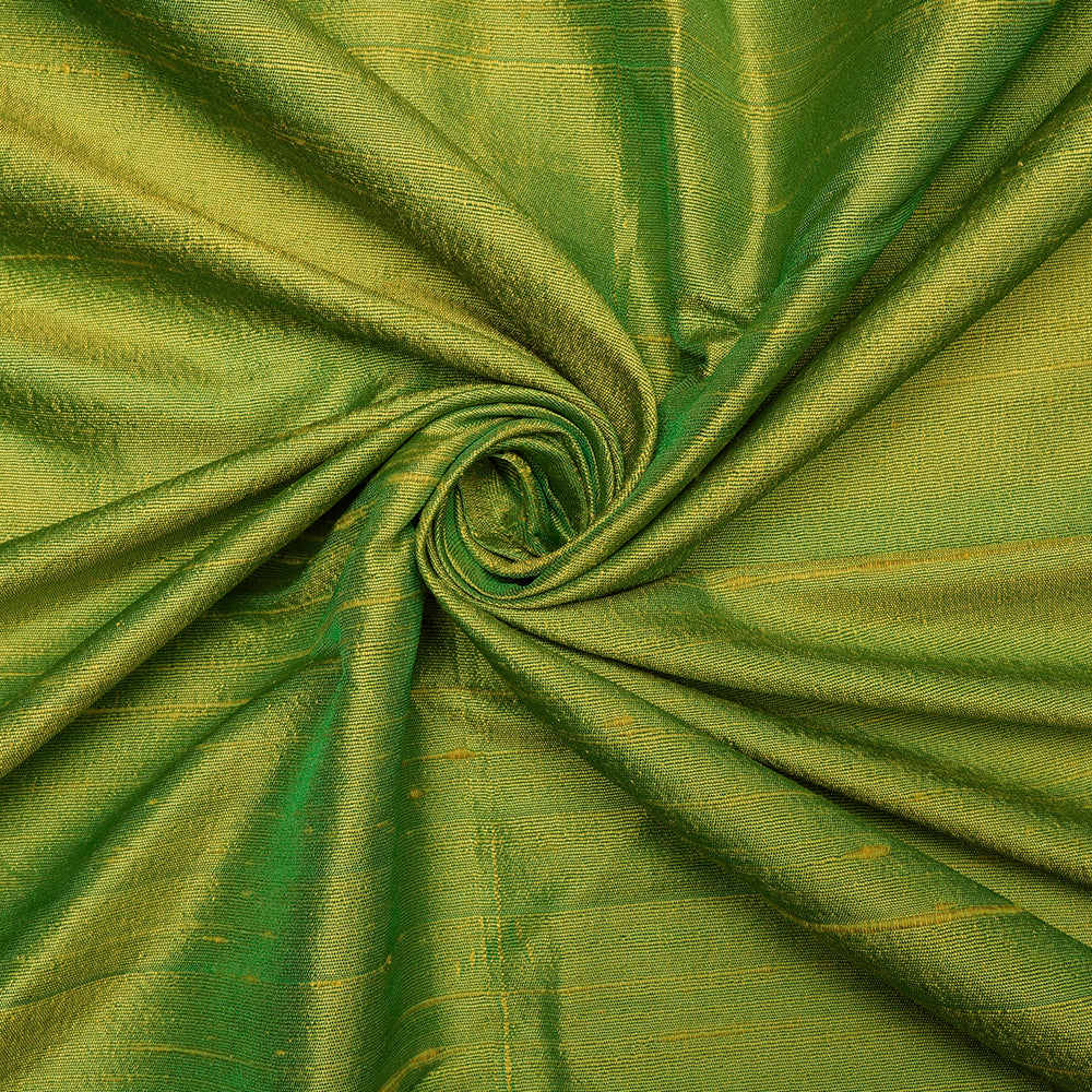 Green-Yellow Color Dual Tone Blended Dupion Silk Fabric