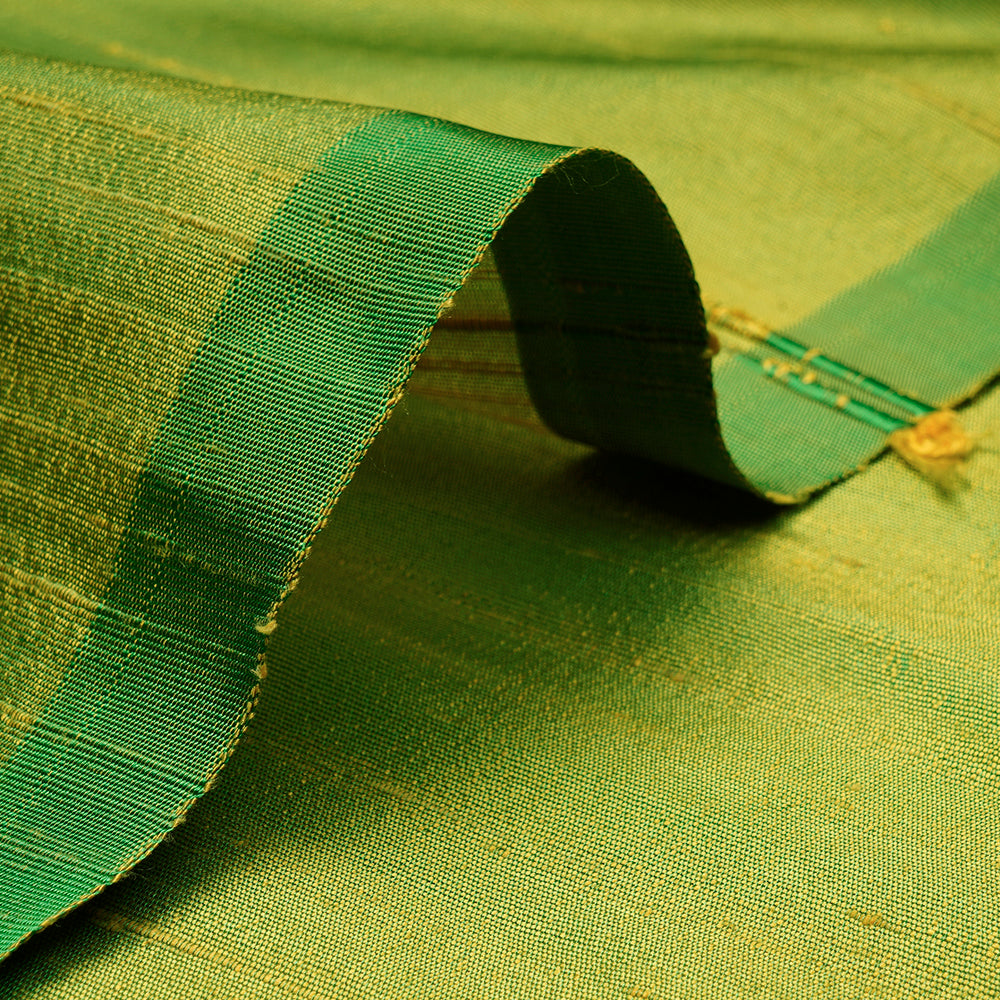 Green-Yellow Color Dual Tone Blended Dupion Silk Fabric