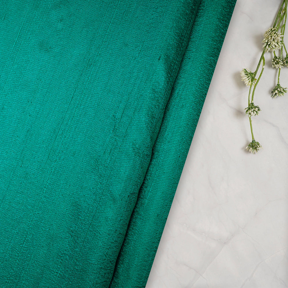 Green Color Blended Dupion Silk Fabric