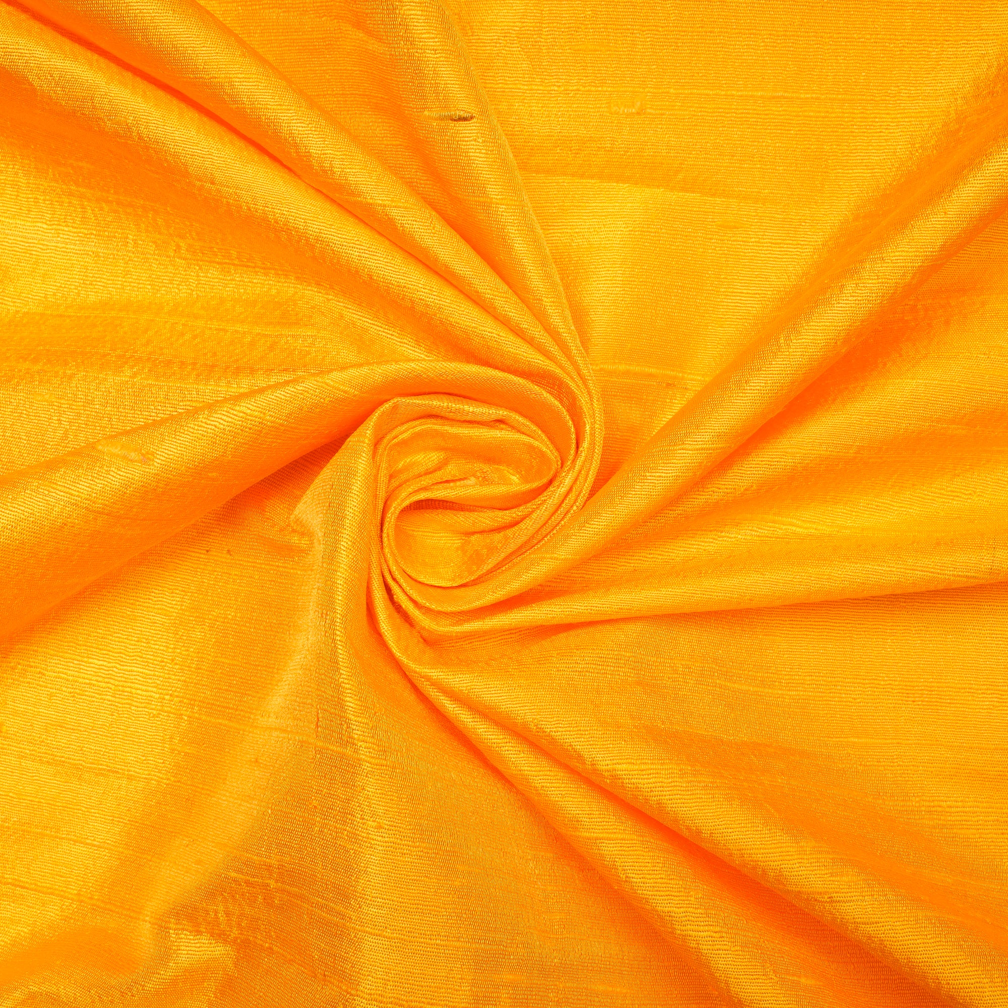 Yellow Color Blended Dupion Silk Fabric