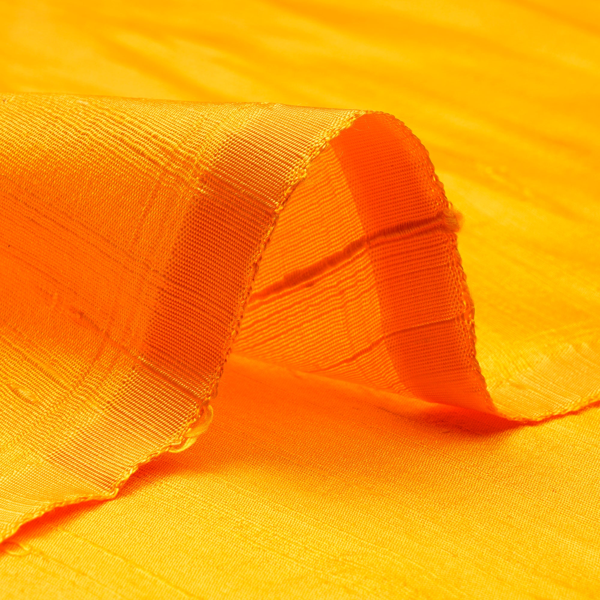 Yellow Color Blended Dupion Silk Fabric