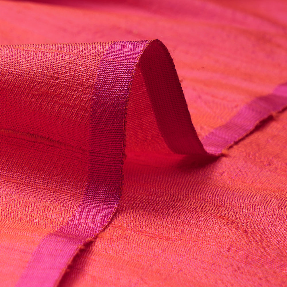 Pink-Orange Color Dual Tone Blended Dupion Silk Fabric
