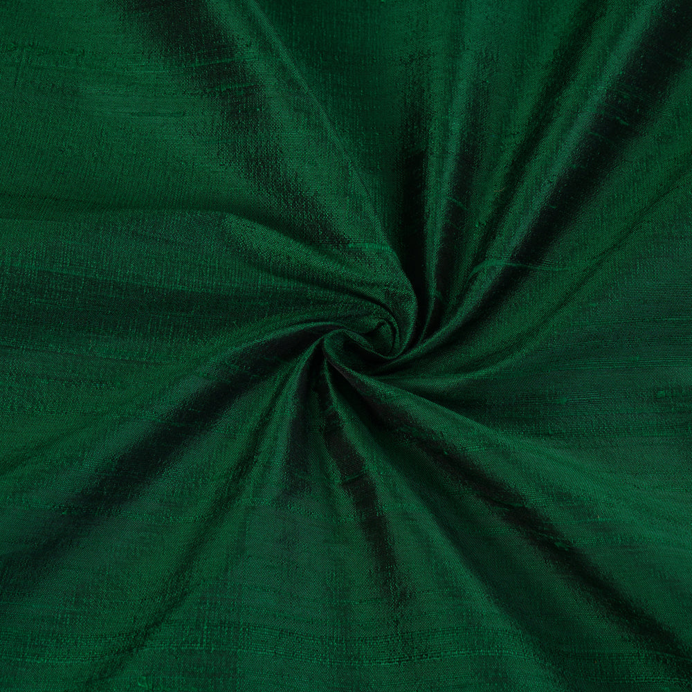 Dark Green Color Blended Dupion Silk Fabric