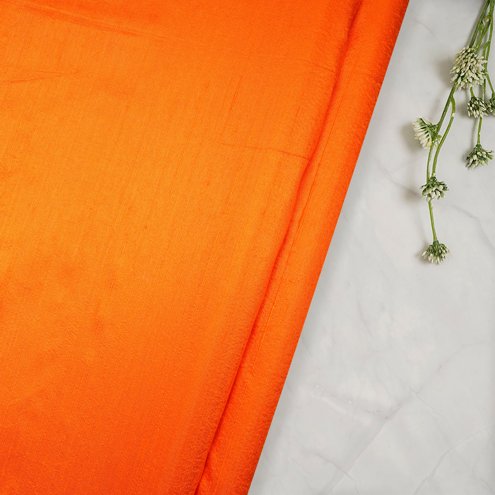 Orange Color Blended Dupion Silk Fabric