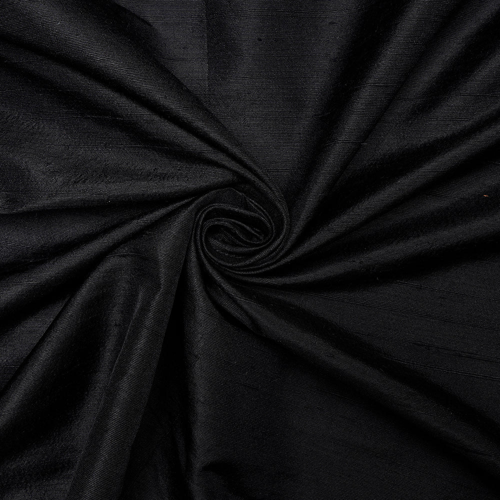 Black Color Blended Dupion Silk Fabric