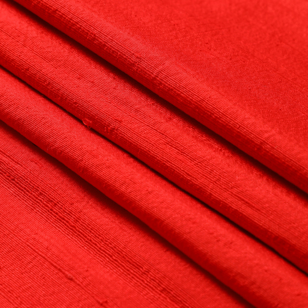 Red Color Blended Dupion Silk Fabric